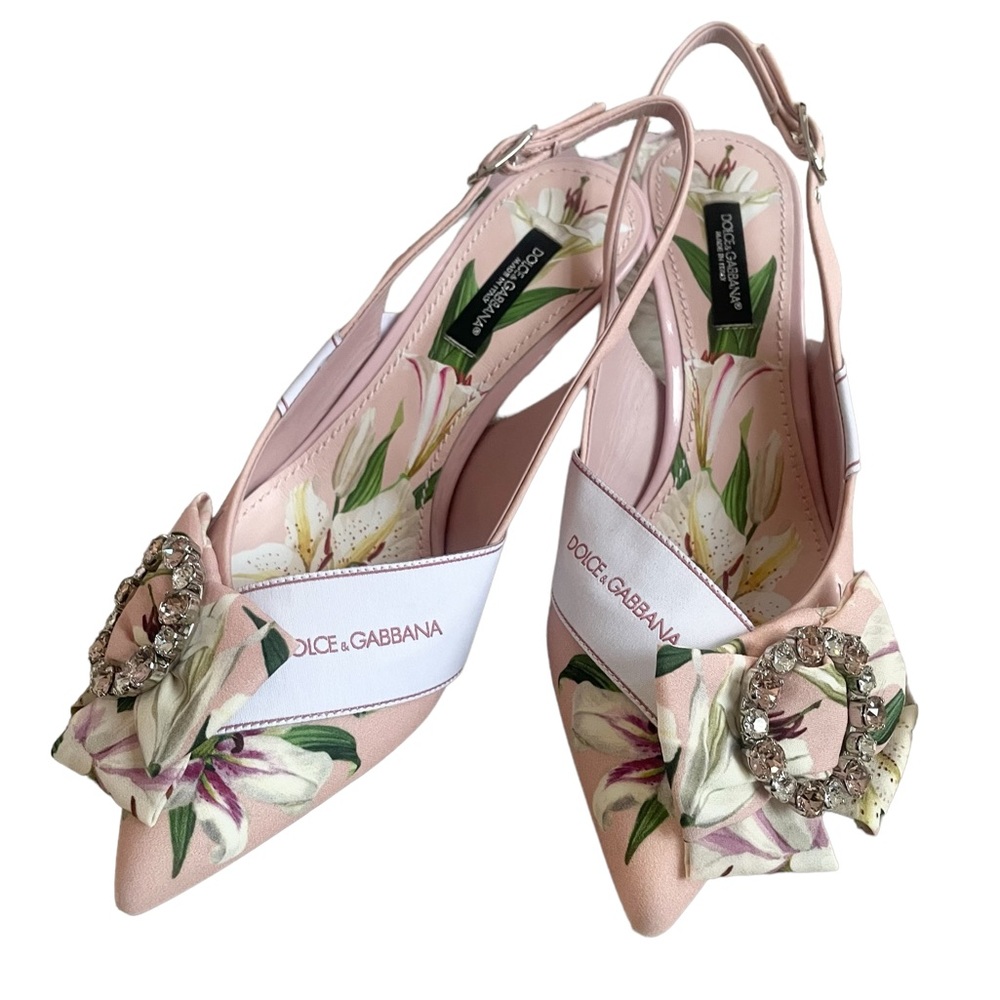 Dolce & Gabbana Lily Print Slingback Pumps